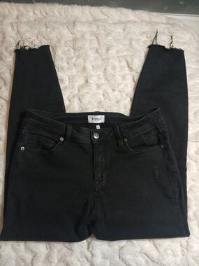 Pistola Womens 29 Mid Rise Black Arielle Ankle Cropped Fray Hem Distressed Jeans